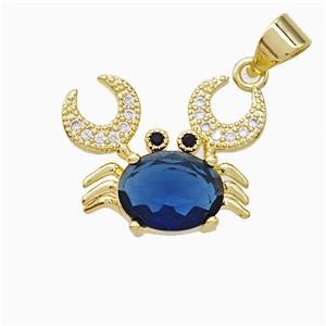 Copper Crab Pendant Pave Crystal Glass Gold Plated, approx 14-18mm [FD20405]