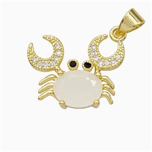 Copper Crab Pendant Pave Crystal Glass Gold Plated, approx 14-18mm [FD20406]