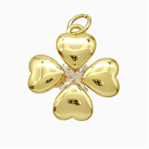 Copper Clover Pendant Pave Crystal Gold Plated, approx 16mm [FD20408]