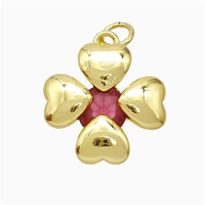 Copper Clover Pendant Pave Crystal Gold Plated, approx 16mm [FD20409]