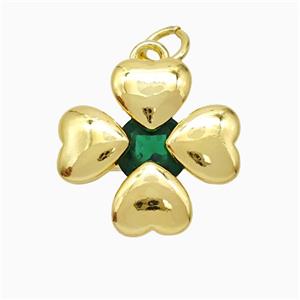 Copper Clover Pendant Pave Crystal Gold Plated, approx 16mm [FD20410]