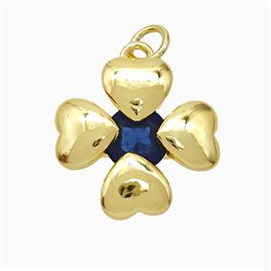 Copper Clover Pendant Pave Crystal Gold Plated, approx 16mm [FD20411]