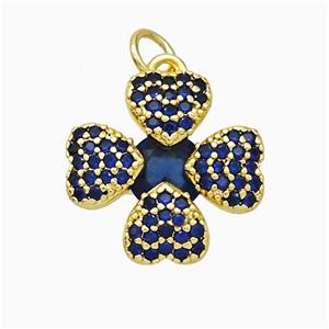 Copper Clover Pendant Pave Zirconia Gold Plated, approx 16mm [FD20415]