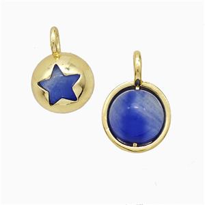 Copper Pendant Pave Blue Dye Jade Star Gold Plated, approx 10mm [FD20418]
