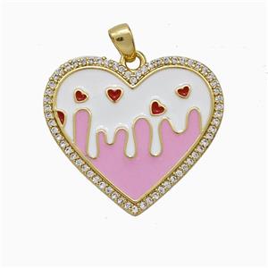 Copper Heart Pendant Pave Zirconia Enamel Gold Plated, approx 25mm [FD20430]