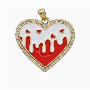 Copper Heart Pendant Pave Zirconia Enamel Gold Plated, approx 25mm [FD20431]