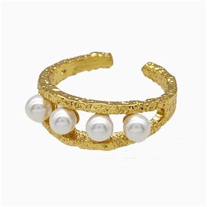 Copper Rings Pave Pearlized Resin Gold Plated, approx 8mm, 18mm dia [FD20436]