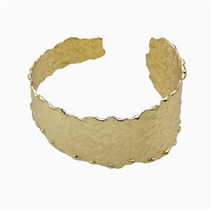 Copper Bangle Hammered Gold Plated, approx 10-30mm, 50-60mm dia [FD20438]