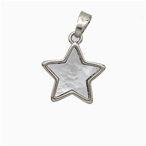 Copper Star Pendant Pave Shell Platinum Plated, approx 14mm [FD20445]