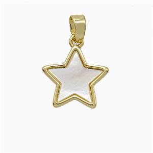 Copper Star Pendant Pave Shell Gold Plated, approx 14mm [FD20446]