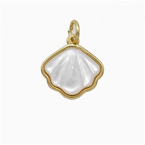 Copper Scallop Pendant Pave Shell Gold Plated, approx 12-13mm [FD20447]
