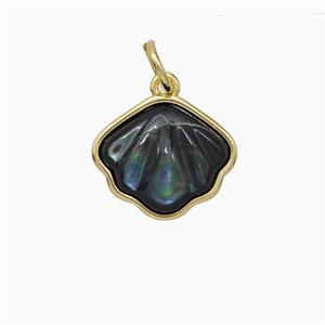 Copper Scallop Pendant Pave Shell Gold Plated, approx 12-13mm [FD20448]