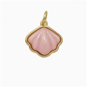 Copper Scallop Pendant Pave Shell Gold Plated, approx 12-13mm [FD20449]