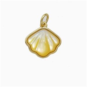 Copper Scallop Pendant Pave Shell Gold Plated, approx 12-13mm [FD20450]