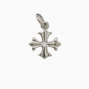 Copper Cross Pendant Platinum Plated, approx 10mm [FD20451]