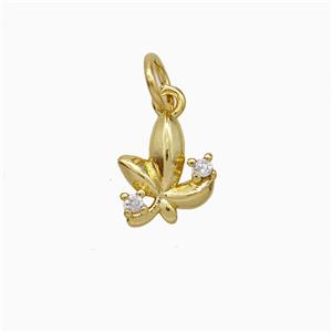 Copper Leaf Pendant Pave Zirconia Gold Plated, approx 8-9mm [FD20456]
