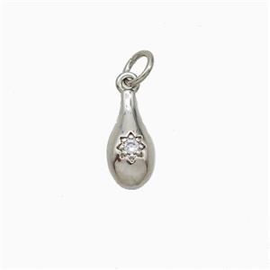 Copper Teardrop Pendant Pave Zirconia Platinum Plated, approx 6-12mm [FD20458]