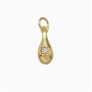 Copper Teardrop Pendant Pave Zirconia Gold Plated, approx 6-12mm [FD20459]