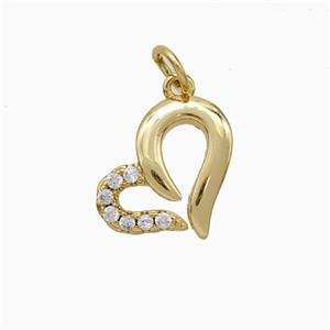 Copper Heart Pendant Pave Zirconia Gold Plated, approx 11-15mm [FD20463]