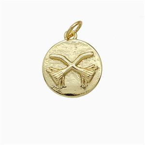 Copper Pendant Halloween Broom Gold Plated, approx 14mm [FD20466]