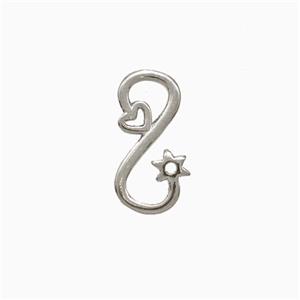Copper Infinity Connector Heart Flower Platinum Plated, approx 6-12mm [FD20479]