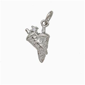 Ice Cream Cone Charms Copper Pendant Hammered Platinum Plated, approx 8-12mm [FD20488]