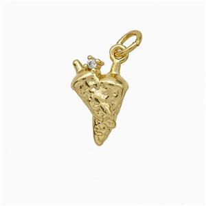 Ice Cream Cone Charms Copper Pendant Hammered Gold Plated, approx 8-12mm [FD20489]
