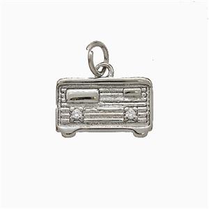 Copper Radio Charms Pendant Pave Zirconia Platinum Plated, approx 9-14mm [FD20506]