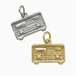 Copper Radio Charms Pendant Pave Zirconia Mixed, approx 9-14mm [FD20508]
