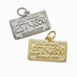 California Nameplate Charms Copper Pendant Pave Zirconia EST1850 Mixed, approx 10-18mm [FD20512]