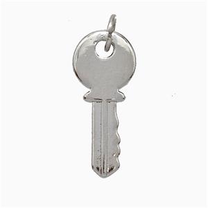 Copper Key Pendant Platinum Plated, approx 9-20mm [FD20514]