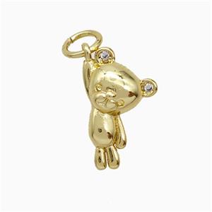 Copper Bear Pendant Pave Zirconia Gold Plated, approx 9-15mm [FD20518]