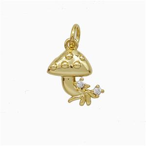 Copper Mushroom Pendant Pave Zirconia Gold Plated, approx 10mm [FD20522]