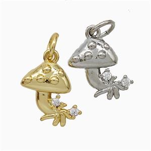 Copper Mushroom Pendant Pave Zirconia Mixed, approx 10mm [FD20523]