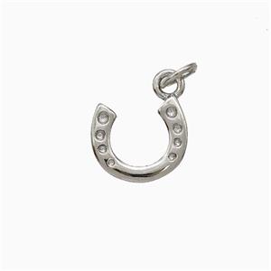 Copper Horseshoe Pendant Pave Zirconia Platinum Plated, approx 12mm [FD20527]