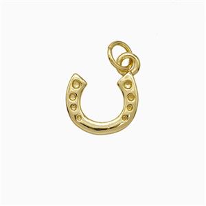 Copper Horseshoe Pendant Pave Zirconia Gold Plated, approx 12mm [FD20528]