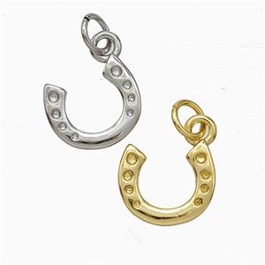 Copper Horseshoe Pendant Pave Zirconia Mixed, approx 12mm [FD20529]