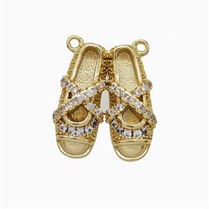 Copper Shoe Pendant Pave Zirconia 2loops Gold Plated, approx 13-15mm [FD20537]