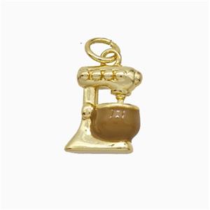 Coffee Machine Charms Copper Pendant Enamel Gold Plated, approx 10-12mm [FD20542]
