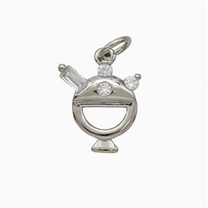 Copper Furnace Pendant Pave Zirconia Platinum Plated, approx 11-12mm [FD20544]