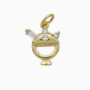 Copper Furnace Pendant Pave Zirconia Gold Plated, approx 11-12mm [FD20545]