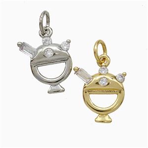 Copper Furnace Pendant Pave Zirconia Mixed, approx 11-12mm [FD20546]