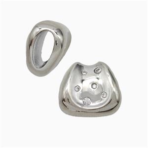 Copper Saddle Pendant Pave Zirconia Platinum Plated, approx 13-15mm, 4-9mm hole [FD20559]