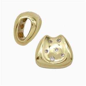 Copper Saddle Pendant Pave Zirconia Gold Plated, approx 13-15mm, 4-9mm hole [FD20560]