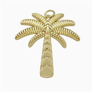 Coconut Tree Charms Copper Palm Pendant Gold Plated, approx 30mm [FD20564]