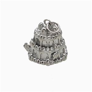 Birthday Cake Charms Copper Pendant Platinum Plated, approx 13-15mm [FD20566]