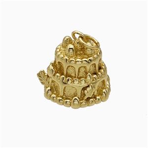Birthday Cake Charms Copper Pendant Gold Plated, approx 13-15mm [FD20567]