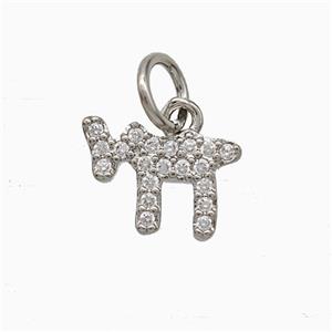 Copper Lamb Charms Pendant Pave Zirconia Sheep Platinum Plated, approx 7-10mm [FD20569]