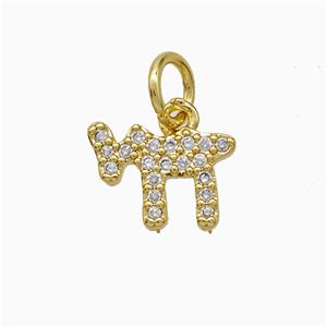 Copper Lamb Charms Pendant Pave Zirconia Sheep Gold Plated, approx 7-10mm [FD20570]
