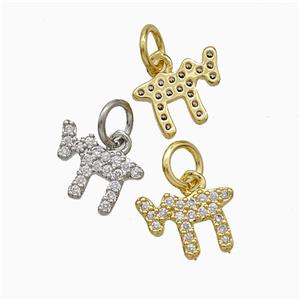 Copper Lamb Charms Pendant Pave Zirconia Sheep Mixed, approx 7-10mm [FD20571]
